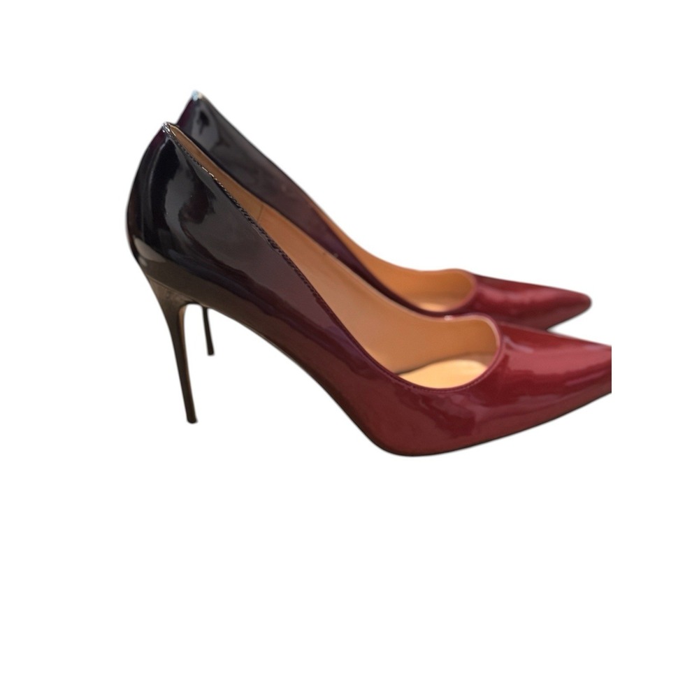 Coleter Women's Burgundy Black Patent Leather Stiletto Pumps Pointed Toe Size 11